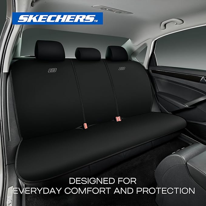 Skechers Seat Covers, Premium Breathable Polyester Car Seat Covers, Car Seat Covers Full Set Airbag Compatible, Automotive Comfort for Most Cars, Vans, Trucks, SUVs (Full Set,Blue)