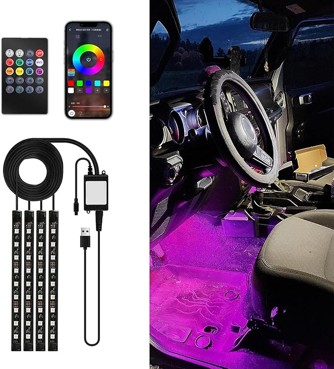Smart Car LED Strip Lights, Led Lights for Car, 12V LED Lights Running Board Lights, Universal Multicolor LED Car Lights Kits Car Interior Accessories Fit for Truck Car SUV (USB)