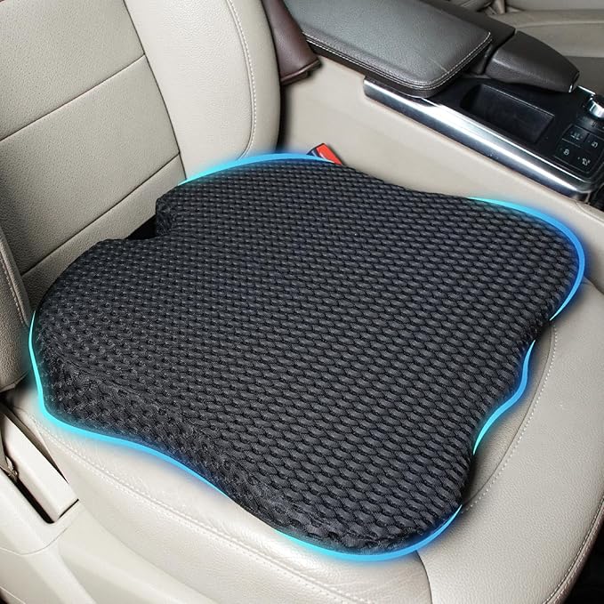 Car Seat Cushion, Comfort Memory Foam Car Cushions for Driving (Black)