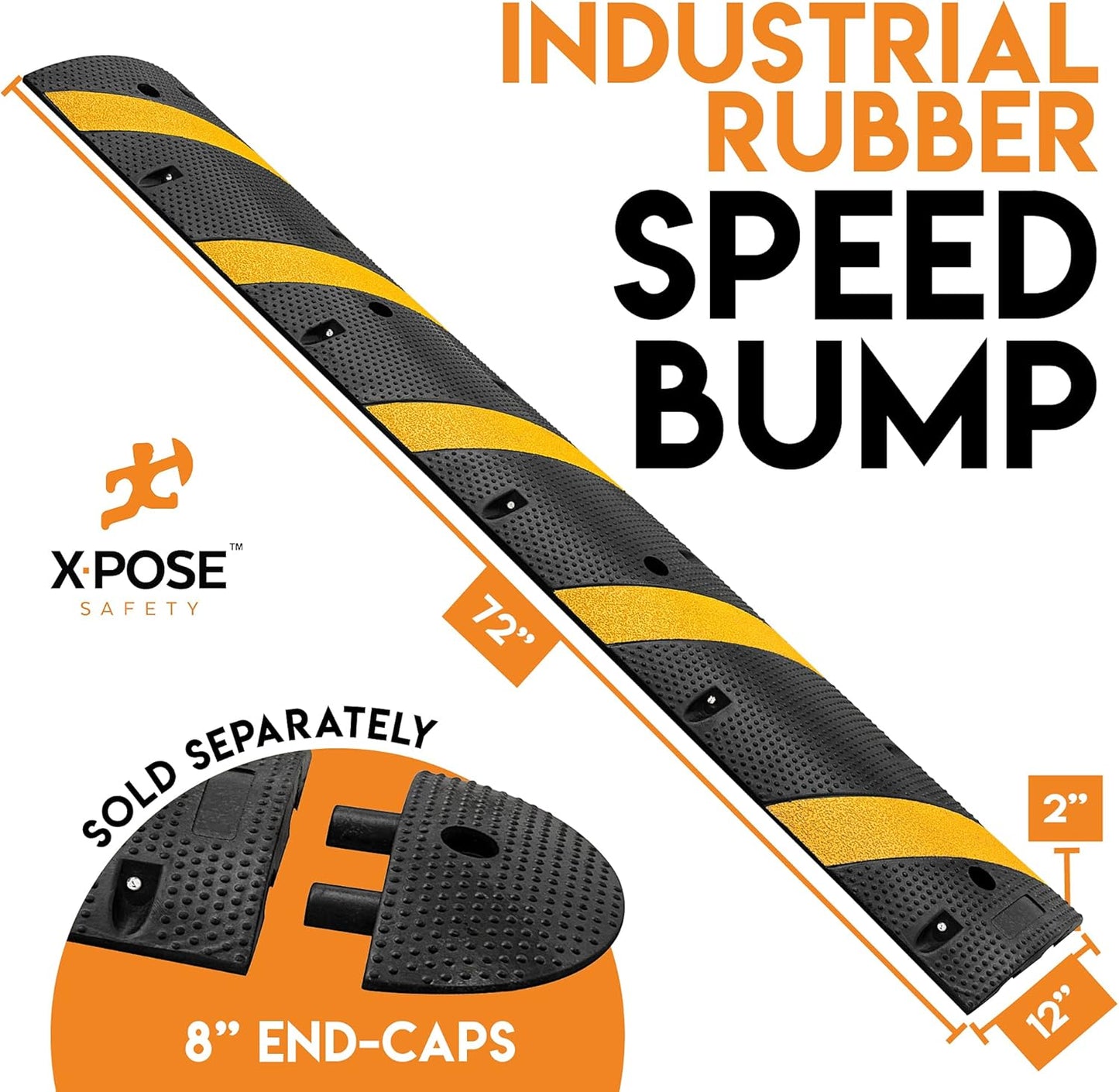 Speed Bump Strip - 6 Ft Rubber Speed Humps with Modular Interlocking Design - Stop and Slow Cars - for Outdoor, Road, Ramp Ends, Driveway Curb Ramps by Xpose Safety