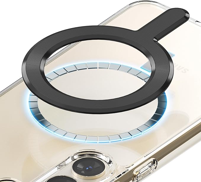Sinjimoru for MagSafe Sticker, Magnetic Ring for Phone Case, Adaptor for MagSafe Magnet, 1000g Magnet Strength, Wireless Charging, M-Plate Black