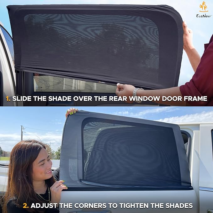 EcoNour Car Rear Window Sun Shades Compatible for Toyota Rav4 | 2Pack-Sun Shade with 100% UV & Mosquito Protection | Breathable Mesh Rear WindowCovers for Privacy & Blackout- Car Window Accessories