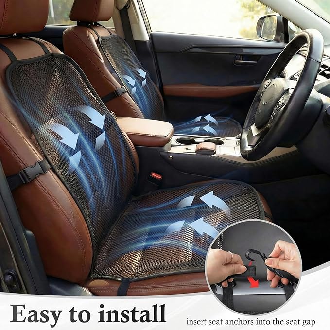 2 Pack Breathable Mesh Car Seat Cushion - Black Double 3D Air Cool Chair Seat Pad for Truck, SUV, Van, Car Universal Fit