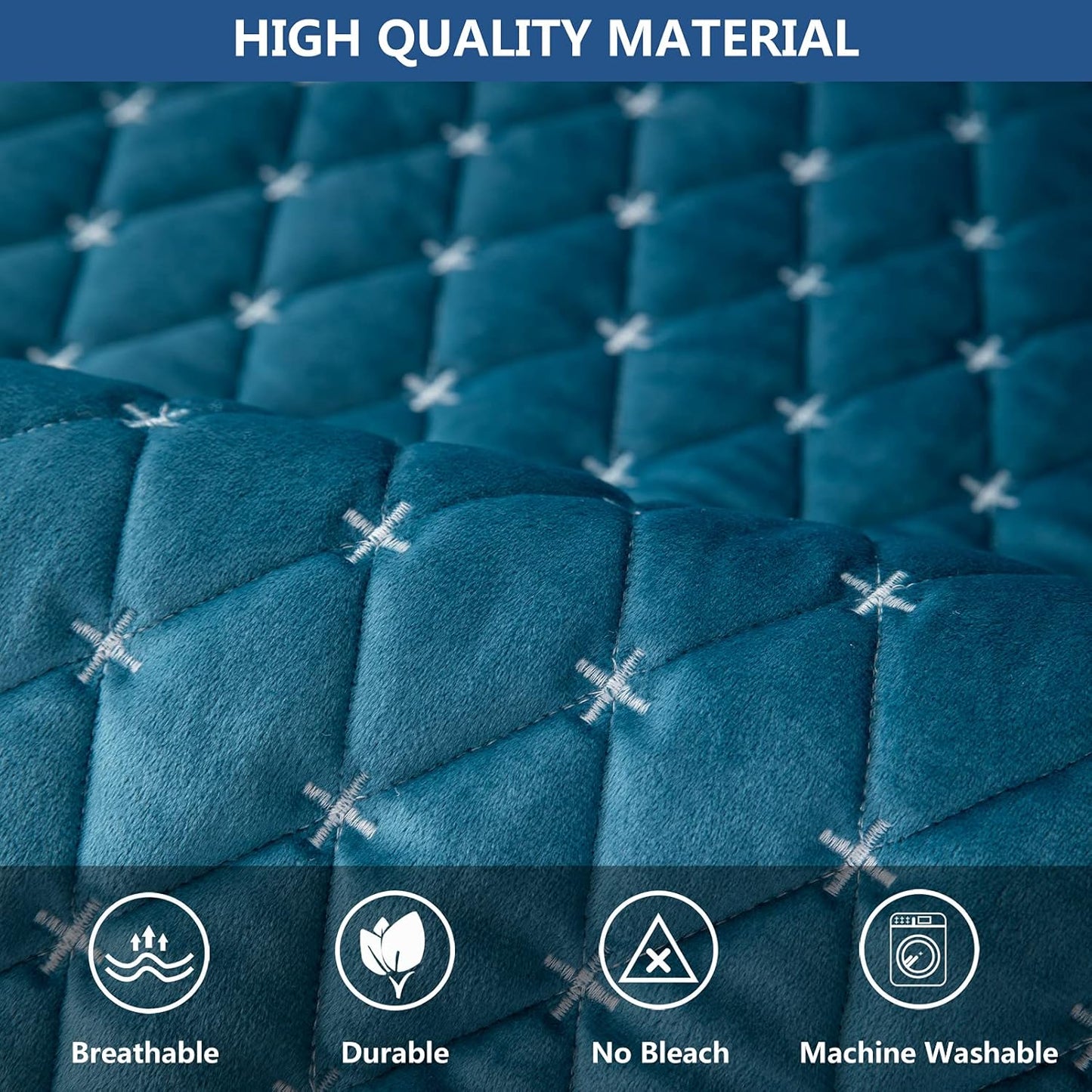 Eismodra Couch Cover,Sectional Couch Covers,Sofa Covers for 3 Cushion Couch,Anti-Slip Sofa Slipcovers for Dogs Cats Kids Loveseat Recliner L Shaped Armrest Backrest,Blue 36''x36''(Only 1 Piece)