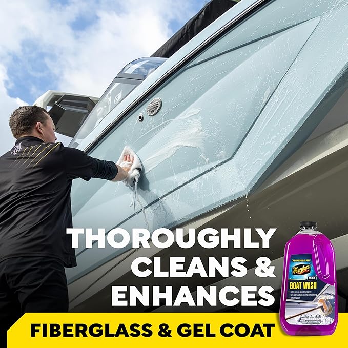 Meguiar's M43 Marine/RV Boat Wash,pH-Balanced Boat/RV Wash for Protecting Fiberglass and Gel Coat,Streak-Free Shine that Keeps Surfaces Clean and Protected,64 Oz,(Pack of 2)