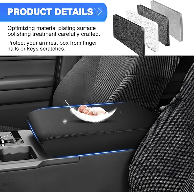 Autorder Center Console Cover for 2024-2025 2026 Toyota Land Cruiser LC250 Accessories Armrest Cover Anti-Scratch Middle Console Pad Leather Armrest Protector