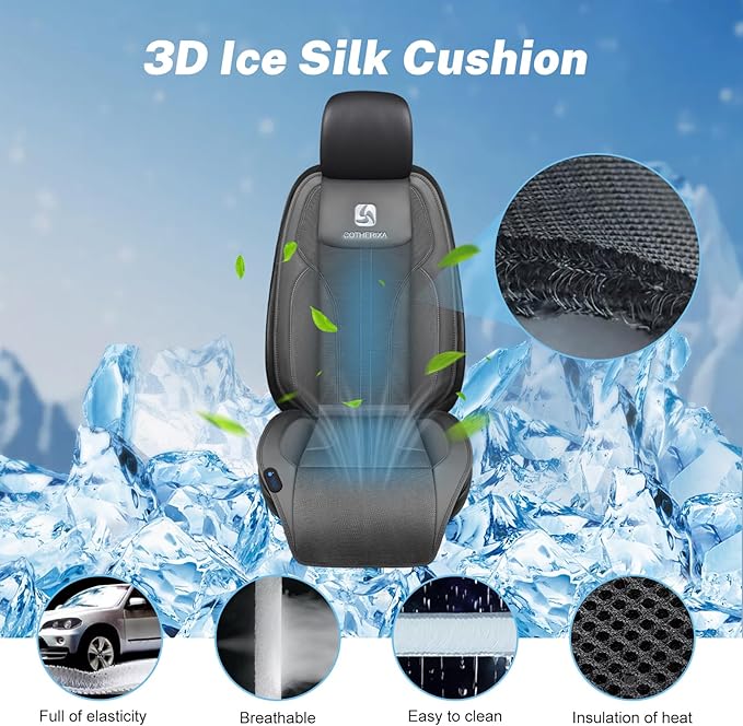 Cooling Car Seat Cushion Front Seat,12V&24V Cooling Seat Cover for Car with 10 Fans,Rapid Cooling with Automatic Start and Pause Seat Cushion (Brey)