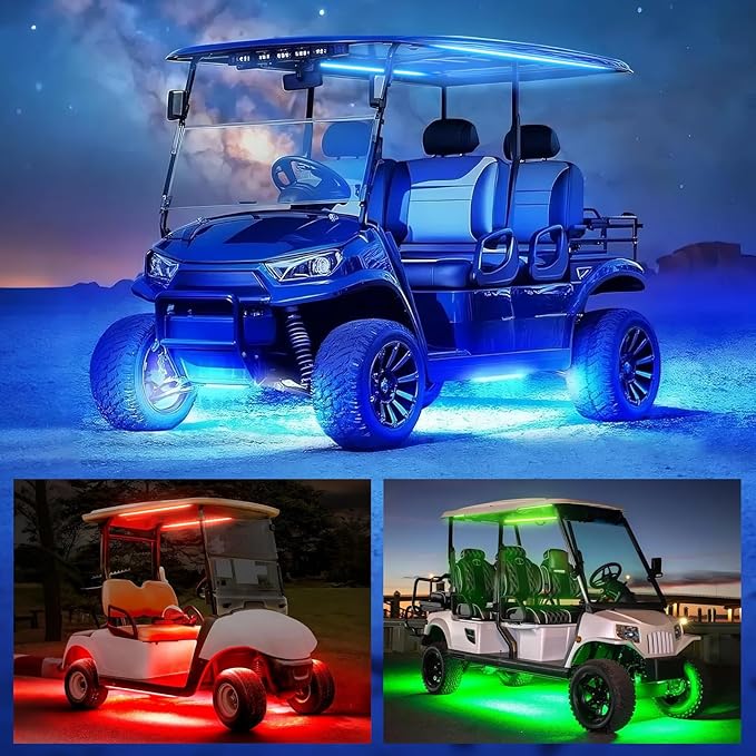 6pcs Golf Cart Underglow LED Strip Lights,Dream Color Golf Cart Lights W/Remote&APP Control Sound Active Music Sync 12V - 80V Input Neon Accent Light Kit Compatible with EZGO Yamaha Club Car