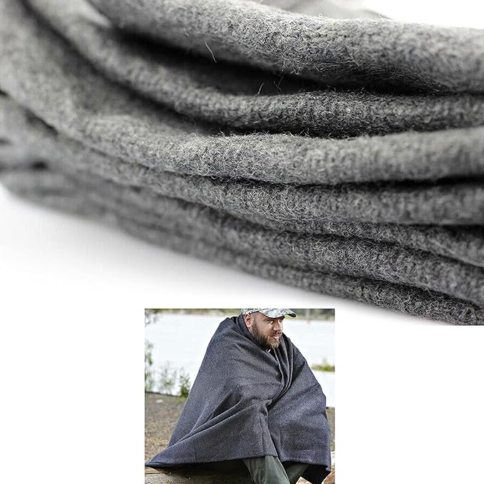 1 Wool Blanket Outdoor Cover Military Camping Survival Warm 51"x80" 2lbs Large Outdoors Camping Stadium Blanket Picnics Travel Moving Survival Kit Camp Sleeping Outdoor Furniture Blanket Car Home