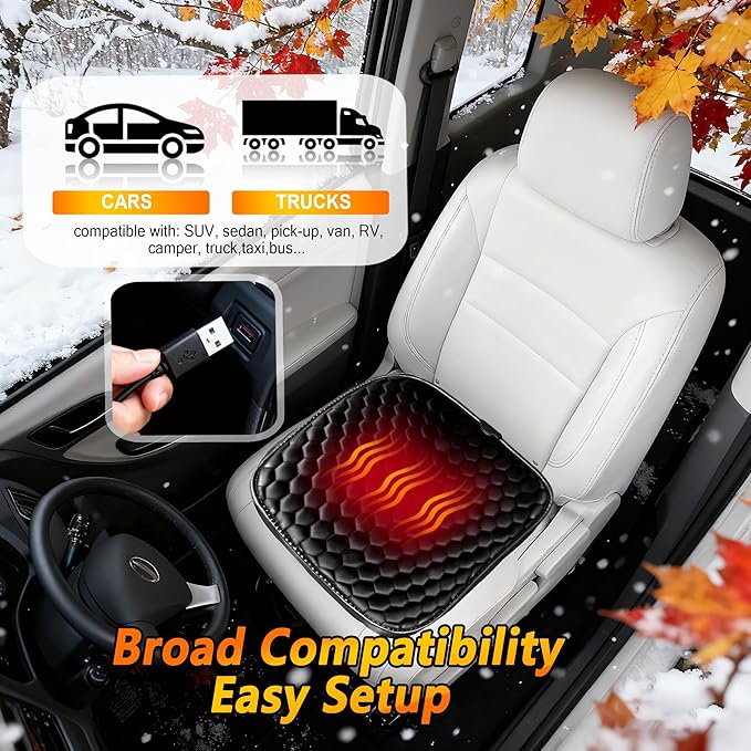 Soft Plush Seat Cushion, Comfortable Seat Cover with Full Back Support, Universal Fit Car SUV Truck RV Van (Black)
