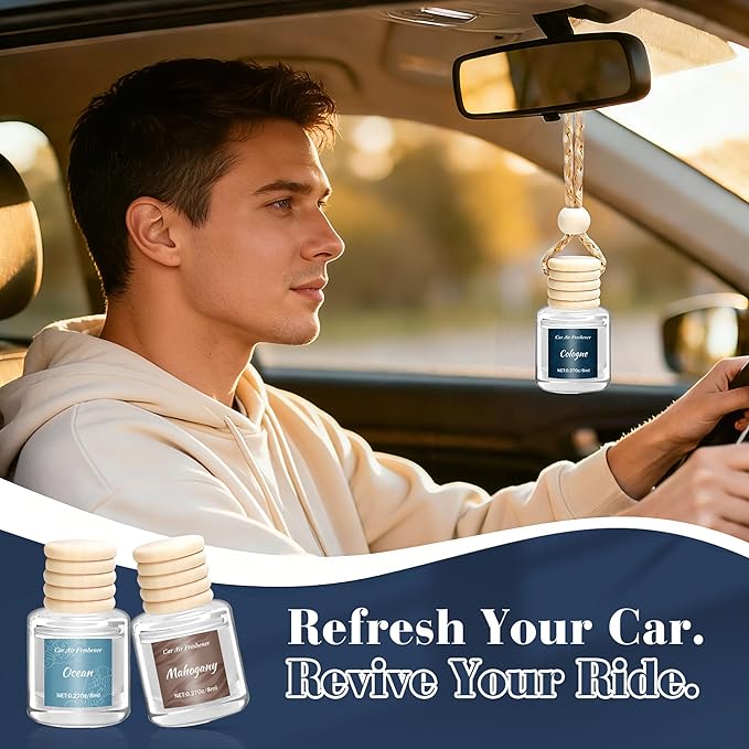 Premium Car Air Freshener, 6 Pack Deep Luxury Scent Essential Oil Diffuser, Long Lasting Fragrance Interior Decor Unisex,Hanging Aroma Diffuser Executive Business Car Accessories Mens Gifts