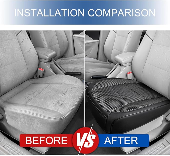 1 Pack Black Ventilated Bottom Car Seat Cover, 3D Air Mesh Breathable Front Leather Car Seat Protectors, Universal Fit Automotive Comfortable Seat Cushion with Storage Pocket for Car Truck SUV