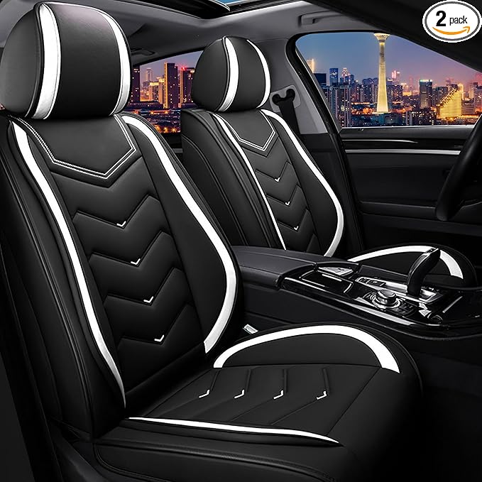 CTDS Car Seat Covers for Honda Civic 2000-2026, Stylish Sport Seat Cover, Premium Nappa Leather Car Seat Cover. Automobile Seat Covers Sets.(Standard 2 Seats/Black White)