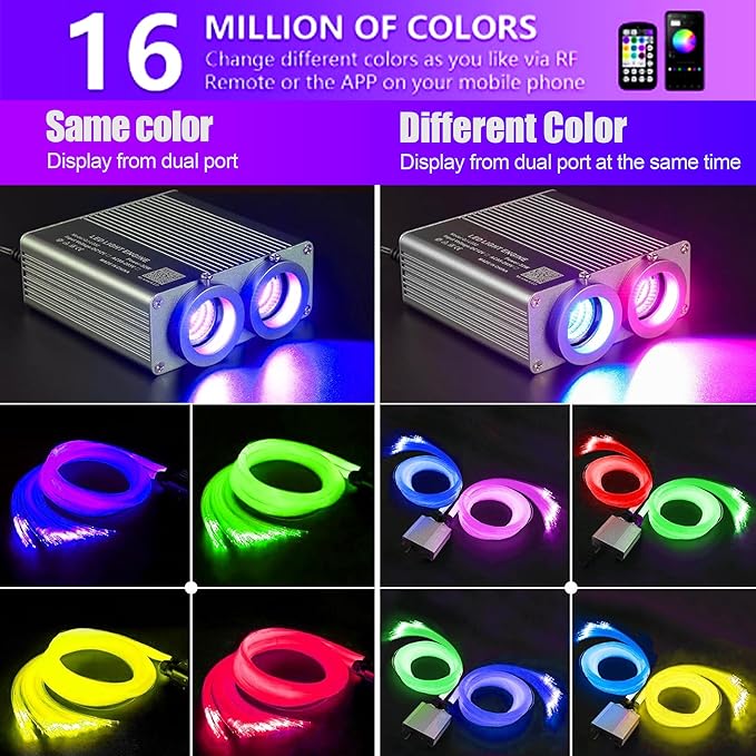 VASTFIRE Dual-Color Starlight Headliner Kit - 1000 Fibers Music Sync 32W RGBW Fiber Optic Car Ceiling Lights for Trucks, SUVs, Jeep Wrangler (2018-2024) | Twinkle Effects | Bluetooth App Control