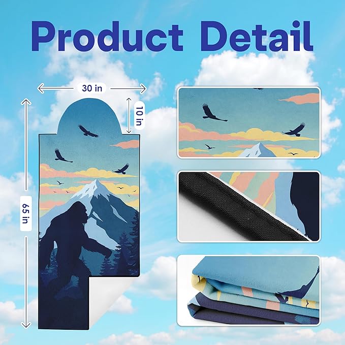 2 Pack Car Seat Towel Covers, Sweat Protector for Front Seats, Premium Thickened Microfiber with Elastic Strap, Breathable & Quick Dry, Machine Washable Cover for Gym Running Universal Fit, Sasquatch