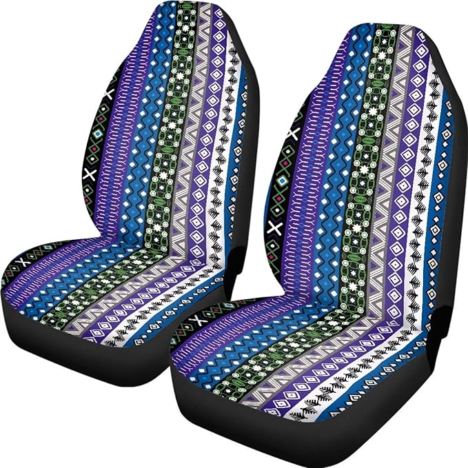 Baga Ethnic Striped Print Print Car Seat Covers for Women Men,Universal Auto Front Seats Protector Fits for Car,SUV Sedan,Truck