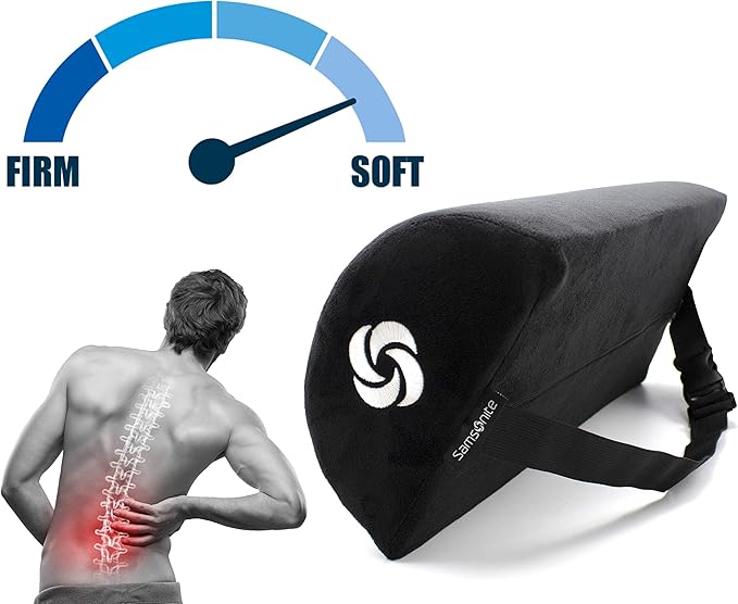 SAMSONITE - Half Moon Lumbar Support Pillow, Elevates Comfort, 100% Pure Memory Foam, Fits Most Seats