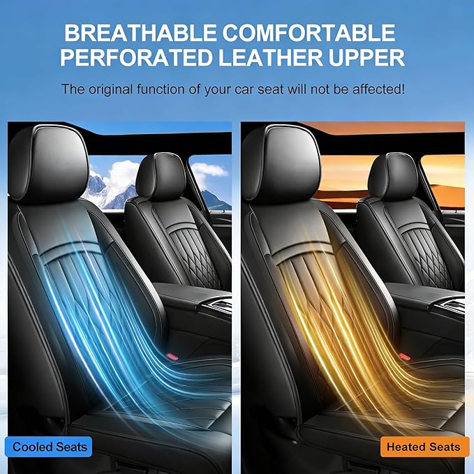 Fit for Sonata Car Seat Covers Compatible with Hyundai Sonata 2004-2025 2026 - Waterproof Breathable Leather Automotive Seat Cushions Protector, Airbag Compatible,Full Set 5 Seats(Black