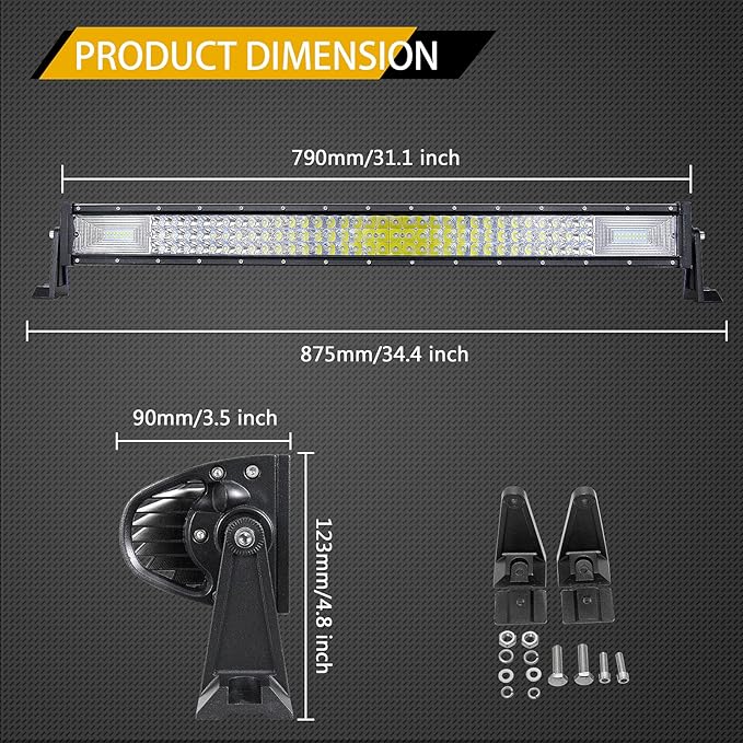 AUXTINGS 32 inch 405W LED Light Bar Triple Row Spot Flood Beam Work Light with Wiring Harness kit Switch for Trucks Tractor 4X4 Boat Off Road Auto Fog Driving Lamp 12V 24V Waterproof IP67