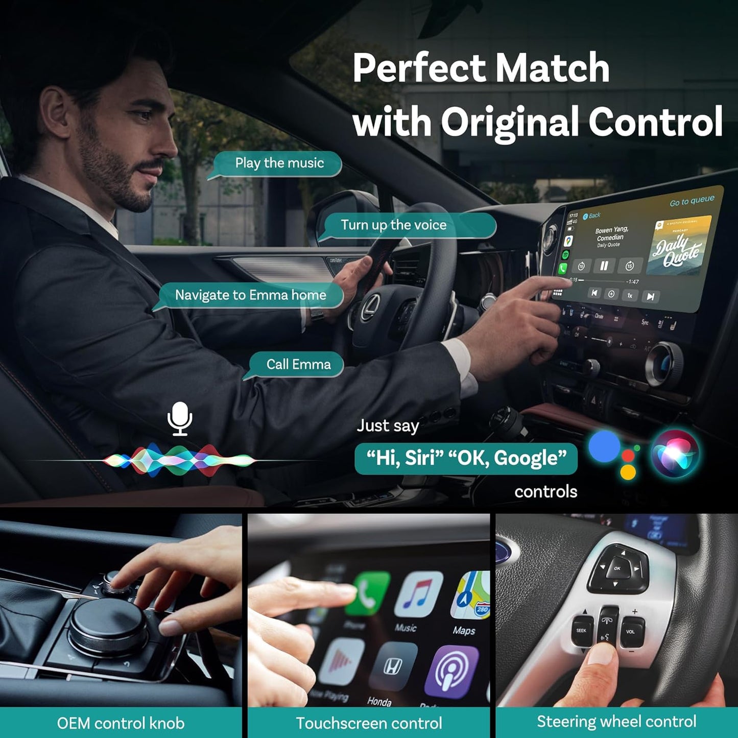 OTTOCAST Wireless Carplay Adapter 2025 for Apple iPhone, Convert Wired to Wireless Car Play for Older Cars Mini USB Design Plug & Play, Multi-User Seamless Connection for iOS 10+/ Android Auto (White)