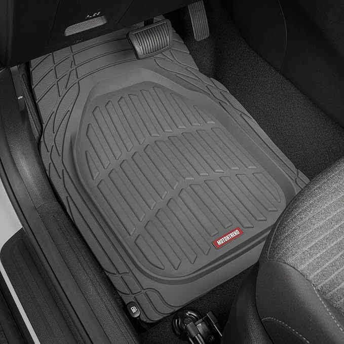 Motor Trend FlexTough™ Deep Dish Contours Rubber Car Floor Mats with Trunk Mat Cargo Liner, Front & Rear Combo Set fits Most Car SUV Van Coupe Sedan, Heavy Duty All Weather Trim to Fit