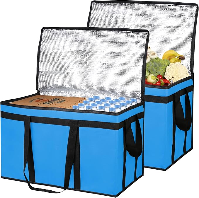 Bodaon Large 2-Pack Insulated Food Delivery Bag, XXXL Bags, Rideshare Delivery Bag, Grocery Shopping and Catering, Cold/Hot Styrofoam Carrier for Travel/Car, Warmer/Frozen
