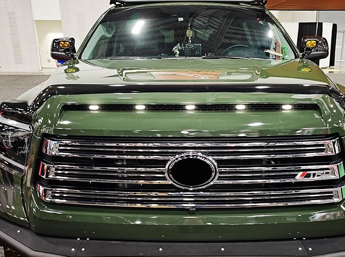 iJDMTOY Clear Lens Xenon White Full LED Front Upper Hood Bulge Insert Replacement Lighting Kit Compatible with Toyota 2014-2021 Tundra