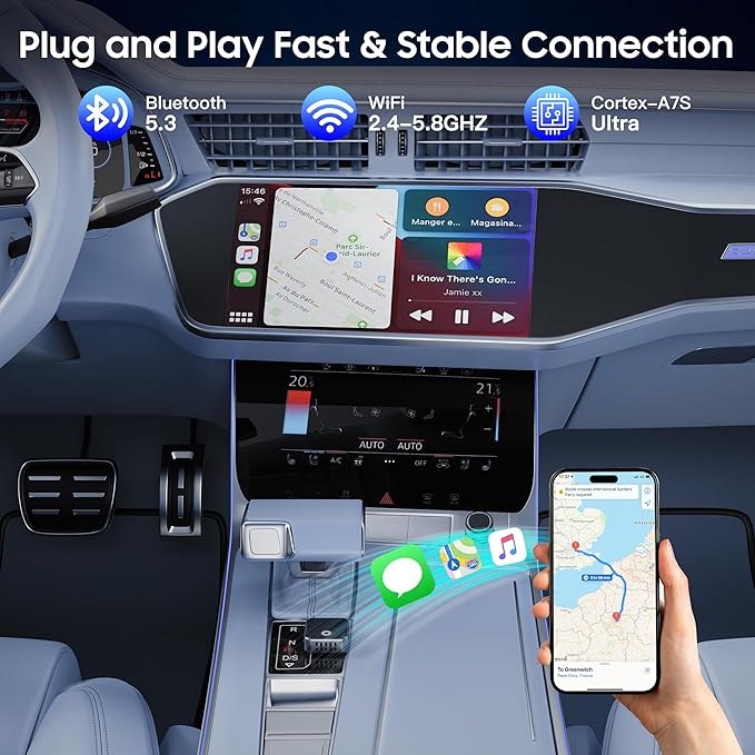 2026 Upgraded 2in1 Mini Wireless CarPlay & Android Auto Adapter, Convert Wired Car Play to Wireless for Cars with USB/Type-C Port, Plug & Play USB Dongle Compatible for Apple iPhone & Android Devices
