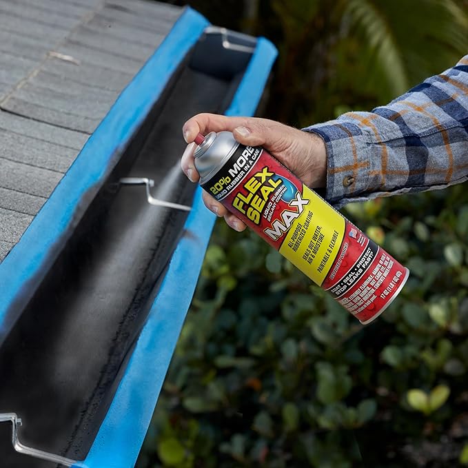 Flex Seal MAX, 17 oz, 1-Pack, Clear, Stop Leaks Instantly, Waterproof Rubber Spray On Sealant Coating, Perfect for Gutters, Wood, RV, Campers, Roof Repair, Skylights, Windows, and More
