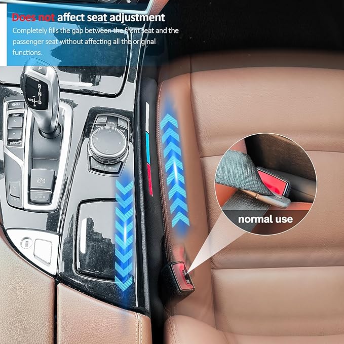 Sports Style Leather Car Seat Gap Filler Spacer Universal Seat Gap Filler Plug Compatible with BMWSeries M1 M3 M5 X1 X5 X6 Z4 3 5 7 Series Console Stop Things from Dropping