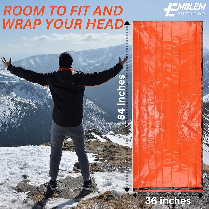 Emergency Sleeping Bags for Survival. Thermal Blanket Bivy Sack. Survival Bag. Emergency Go Bag Supplies. Cold Weather Protection from Exposure