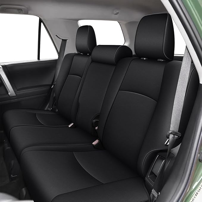 AOMSAZTO Custom Seat Covers for Toyota 4runner: 7 Seats 2011 2012 2013 2014 2015 2016 2017 2018 2019 2020 2021 2022 2023 2024 Leather Car Seats Cover Full Set Black for 4 Runner 7 Seaters