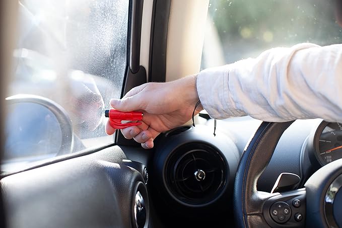 resqme The Original Emergency Keychain Car Escape Tool, 2-in-1 Seatbelt Cutter and Window Breaker, Made in USA, Pack of 6, Yellow - Compact Emergency Hammer
