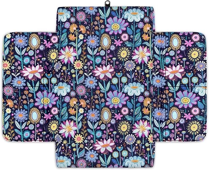 Wanyint Hippie Flower Lotus Car Center Console Cushion Cover Universal Armrest Box Mat Scratch Resistant Wear-Resistant Arm Rest Pad with Pockets Storage Bag Auto Accessories for Women