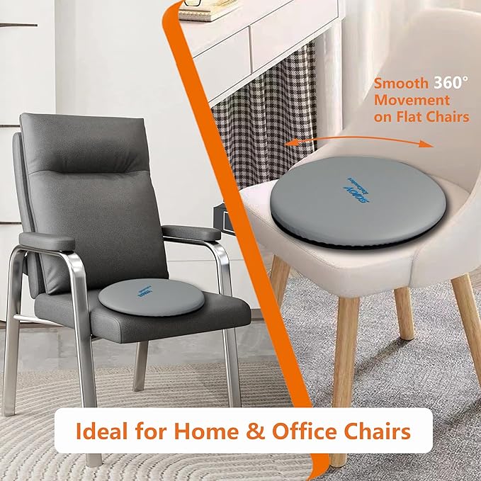 Sojoy iGelComfort Deluxe Gel Swivel Seat Cushion with Supportive Memory Foam 360 Degrees Rotating Seat Cushion for Home,Stool Chair,Office，13.5 Inches in Diameter,Dark Gray