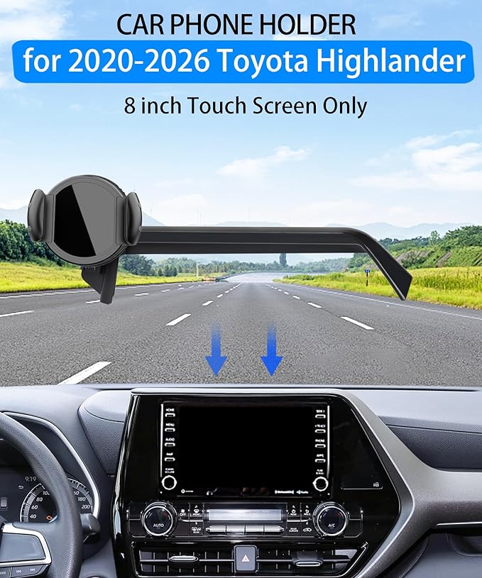 Magnetic Car Phone Mount for 2020-2026 Toyota Highlander Accessories, for MagSafe Strong Magnets Cell Phone Holder 8-Inch Touch Screen Cradles, with Portable Phone Gripper 360° Rotation