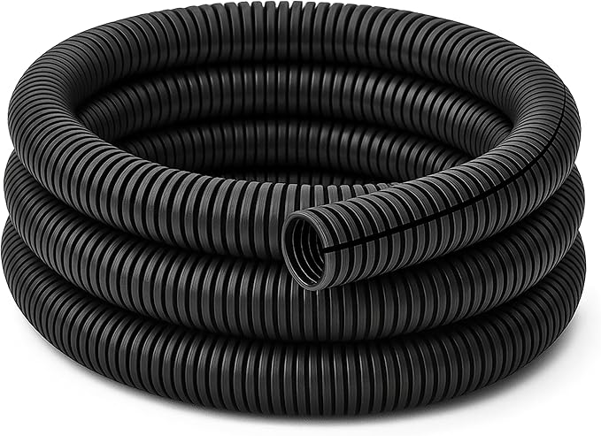 Electriduct Split Wire Loom Tubing Polyethylene Corrugated Flexible Conduit - 1/2" Nominal Size - 10 Feet - Black