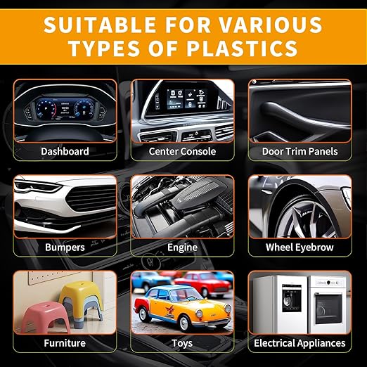 Plastic Restorer, Quick Plastic Parts Coating to Restore Original Black Color for Car Trim, Dashboard, Center Consoles & Door Panels for Shine Finish & UV Protection - 7oz/200ml