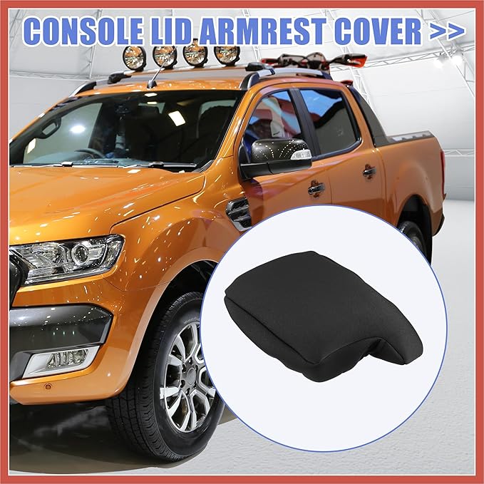 ACROPIX Car Center Console Armrest Cover for Ford for Ranger 2019-2023 Neoprene Interior Arm Rest Cover Elbow Cushion Pad Black Car Parts