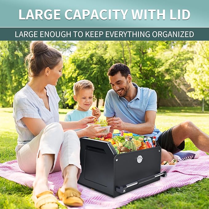 XCF Car Trunk Organizer, Leather Trunk Organizer with Lid and Push-pull Handle Car Storage Box for SUV, Minivan, Sedan (Black, 16.9 x 11.4 x 12.2in)