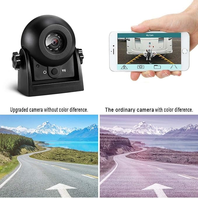 Wireless Backup Camera,1080P HD Magnetic Rear View Camera for Truck/RV/Trailer, Works with CarPlay & Android Auto/in‑Dash Screen, No‑Drill Install, Rechargeable Battery, Night Vision, IP68