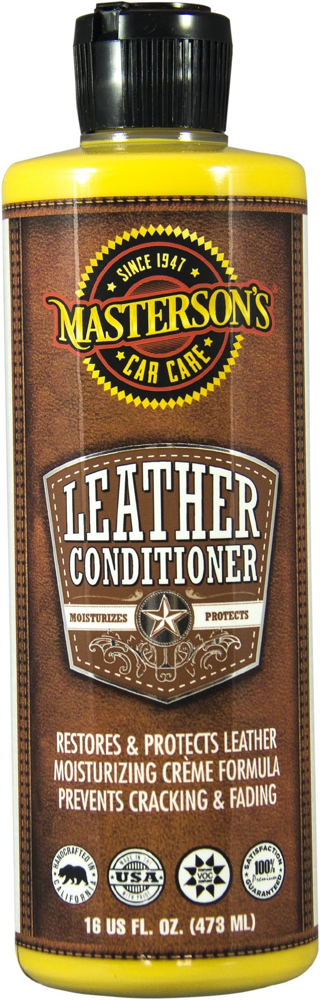 MASTERSON'S CAR CARE MCC_116_16 Leather Conditioner Dry-to-The-Touch - Restores Leather Interiors, Seats, Boots, Bags, Apparel - Protects Against Cracking and Fading (16 oz)
