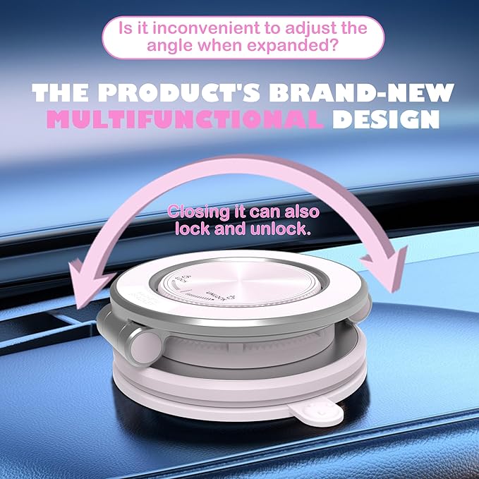 Magnetic Car Phone Holder, 360° Adjustable Suction Cup Universal Phone Mount, Multi-Scene for Car Office Gym Home, Compatible with iPhone 17/16 Pro Max & Other Magnetic Phones (White)