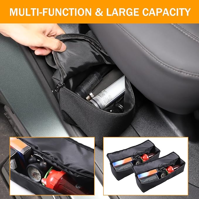 Under Seat Organizer for Hummer EV Accessories Backseat Rear Hidden Under Seat Storage Bags Portable Waterproof Foldable Storage Tool with Handle for Hummer EV SUV Pickup 2024 2025 2026 (A/2Packs)