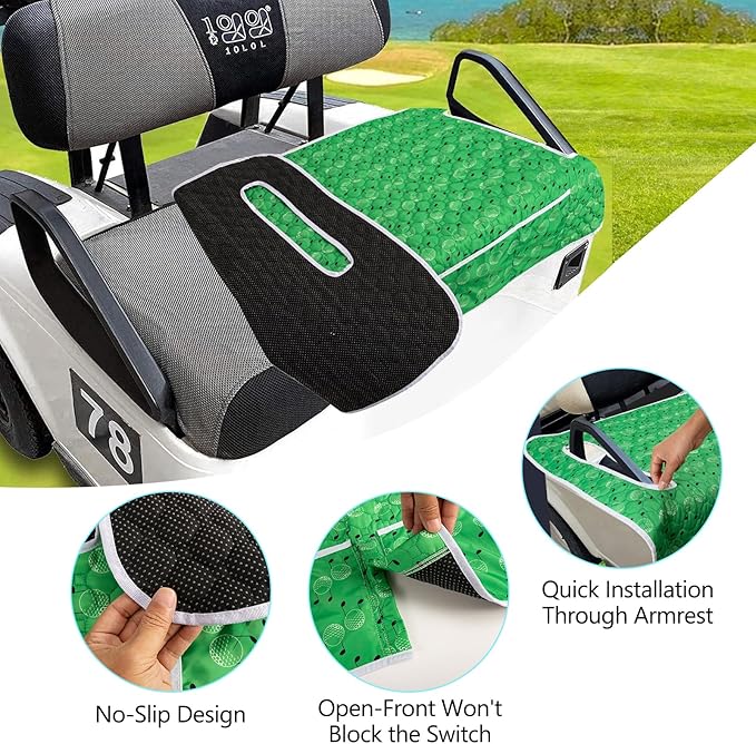 Golf Cart Seat Covers, Universal Golf Cart Seat Towel Blanket with 4 Front Pockets & Nonskid Bottom Fits for EZGO, Yamaha, Club Car and More 2 Person Seats Golf Carts.Golf Accessories Gift for Men