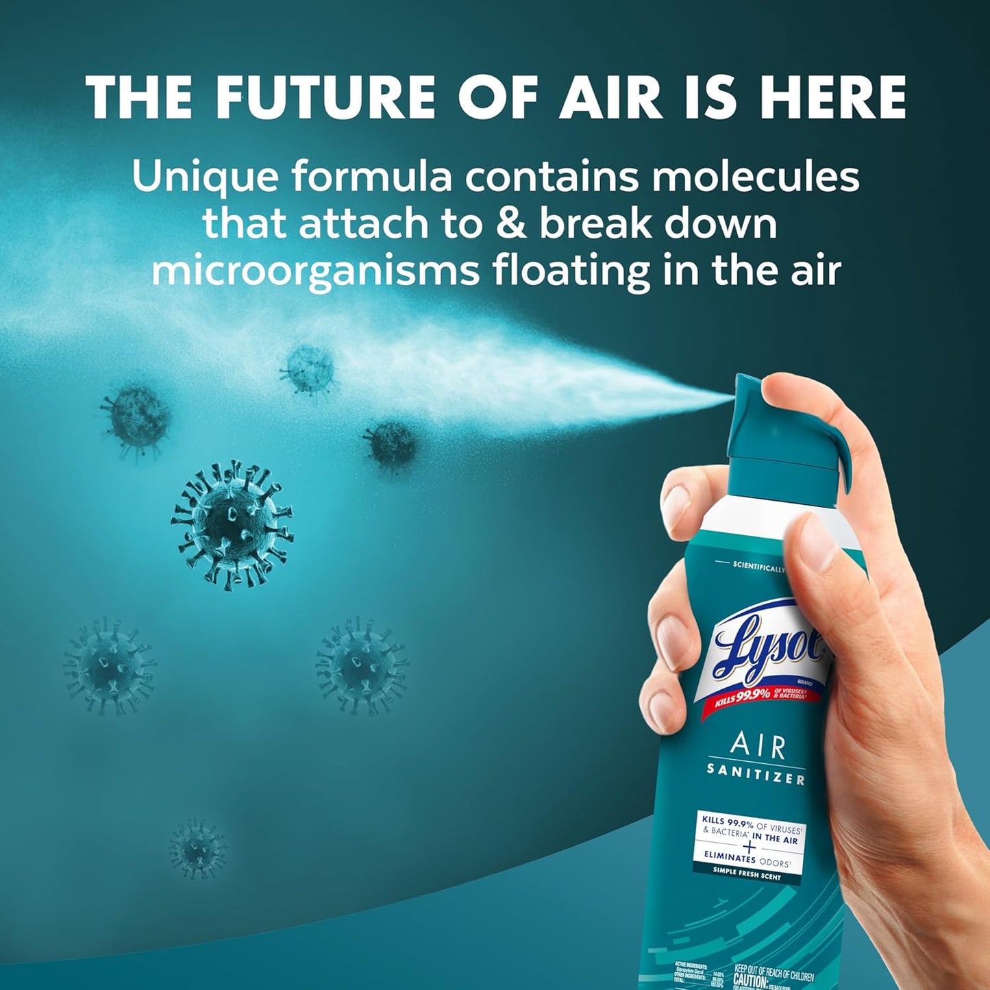Lysol Air Sanitizer Spray with Odor Eliminator for Home & Office, Sanitizing Spray, Air Freshener Alternative, Simple Fresh Scent, 10 oz (Pack of 3)