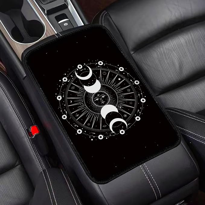 Universal Armrest Cover Pad,Car Center Console Cushion Pad, Protect from Pet Claws, Dirt, and Sticky Fingers, Comfortable Car Decor Accessories Fit for Most Cars, Vehicles, SUVs (Sunmoon)