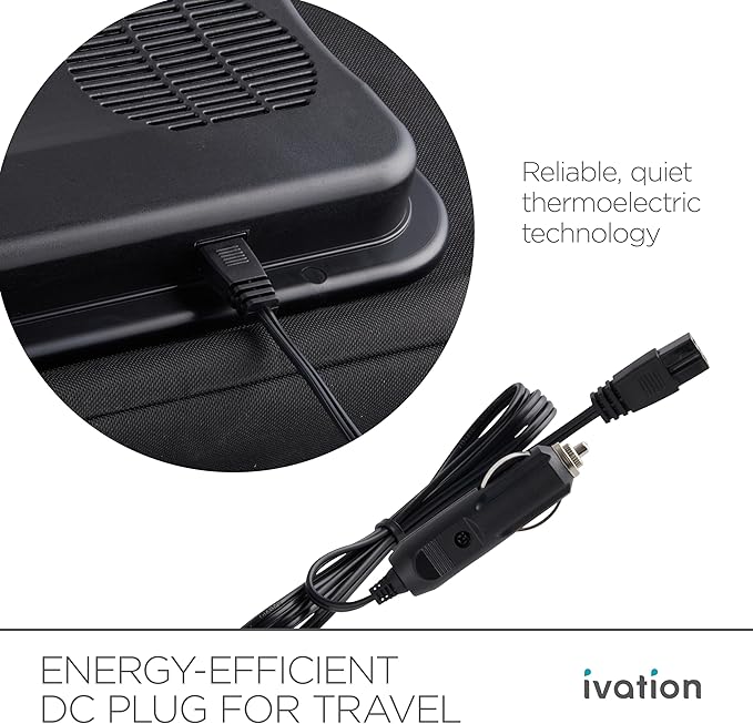 Ivation Portable Electric Cooler Bag | 18L Soft Sided Thermoelectric Travel Cooler with Shoulder Strap, Storage Pocket & DC 12V Plug in for Car, Truck & RV Camping