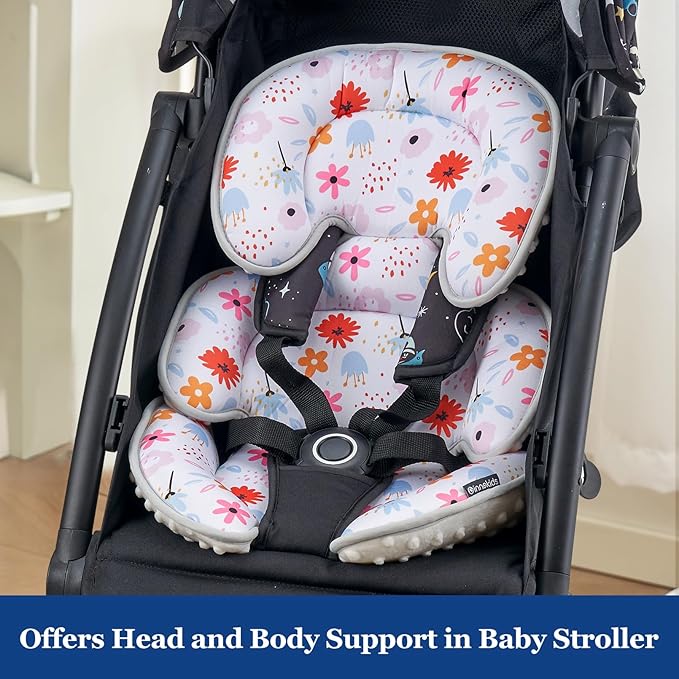 Innokids Head and Body Support Pillow Infant Car Seat Insert for Newborn to Toddler Stroller Cushion (Floral)