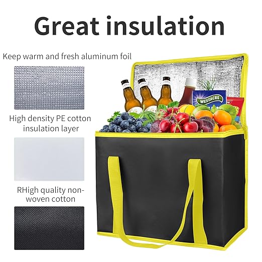 musbus 2-Pack extra Insulated Grocery shopping bag, large Green leaf, kitchen foldable reusable bags groceries,Sturdy zipper,Collapsible,tote,cooler, women,Durable carrier